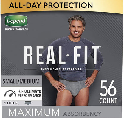 Depend Real Fit Maximum Absorbency Underwear for Men 14, 56 S/M & 12, 52 L/XL