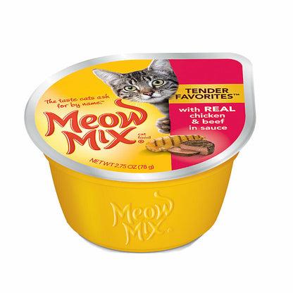 Meow Mix Tender Favorites Wet Adult Cat Food in Sauce, 2.75 oz, Pack of 12