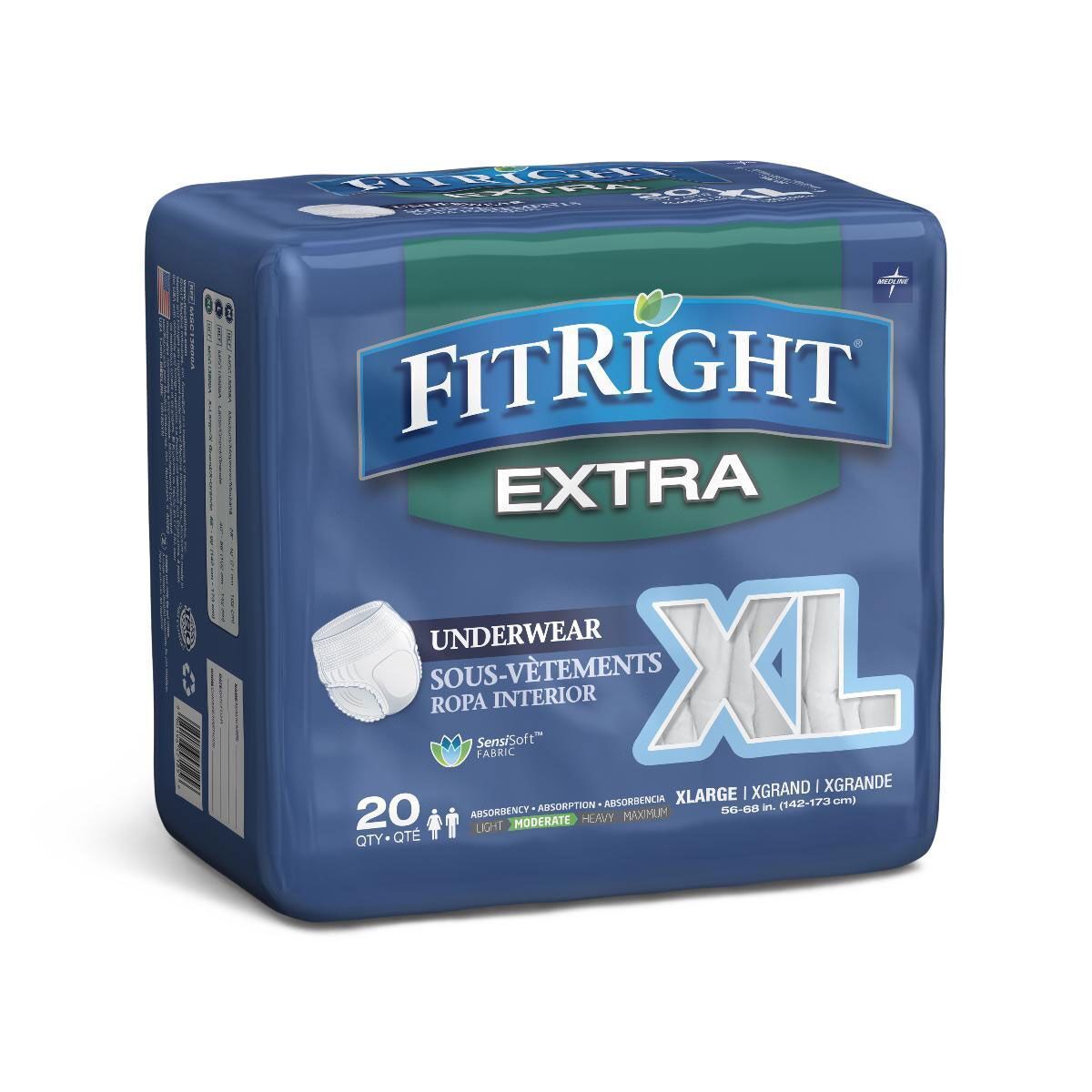 FitRight Extra Unisex Incontinence Underwear Diapers Medium, Large, XL 80 Ct
