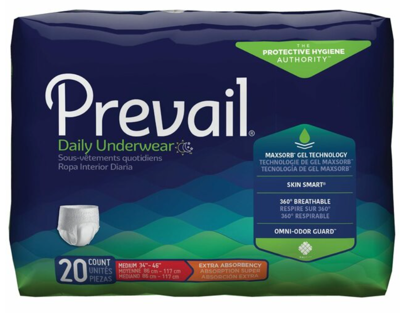 Prevail Daily Unisex Incontinence Underwear Pull-Up Diapers, Extra S/M/L/XL