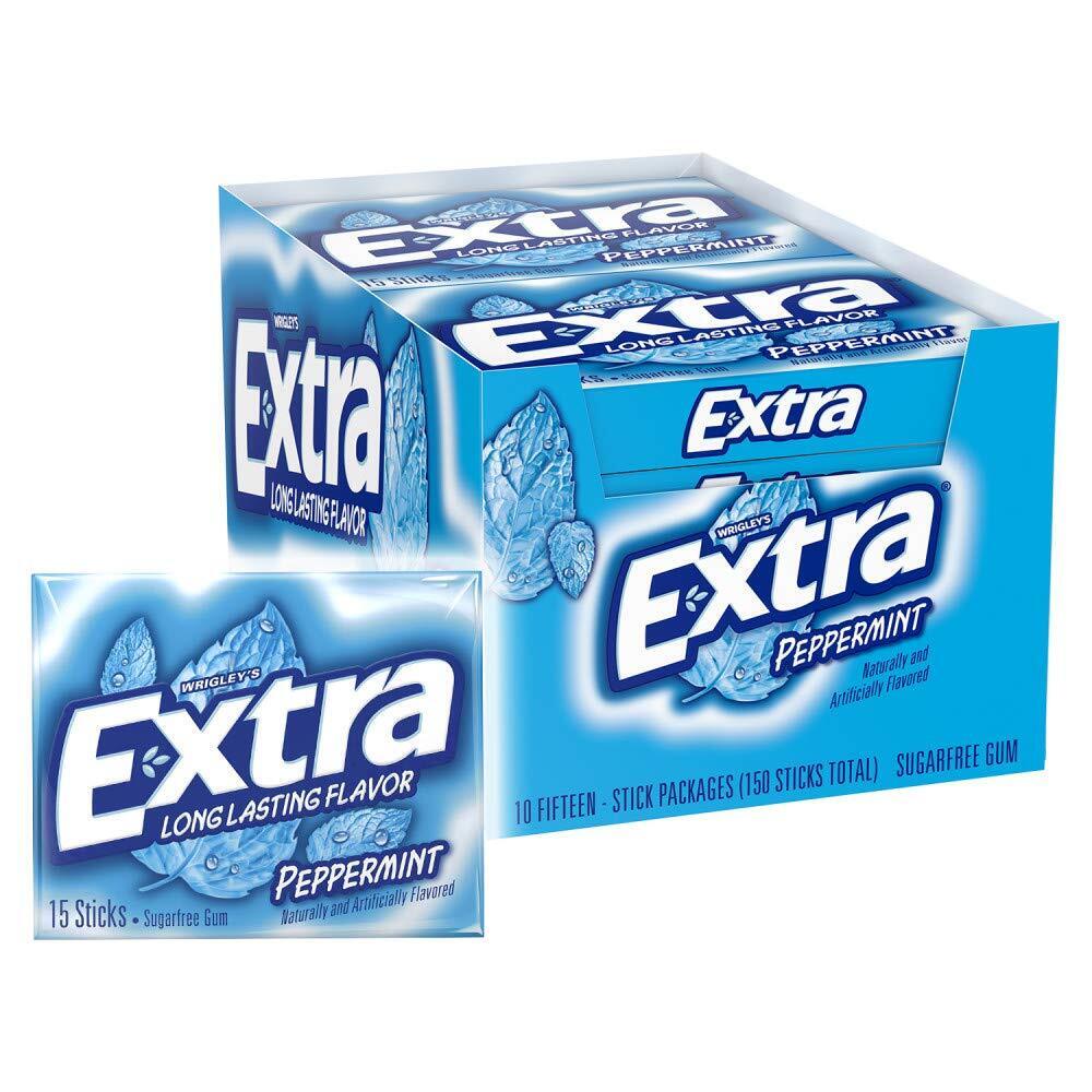 Extra Assorted Sugar-Free Chewing Gum, 10 Packages, 150 Sticks Total