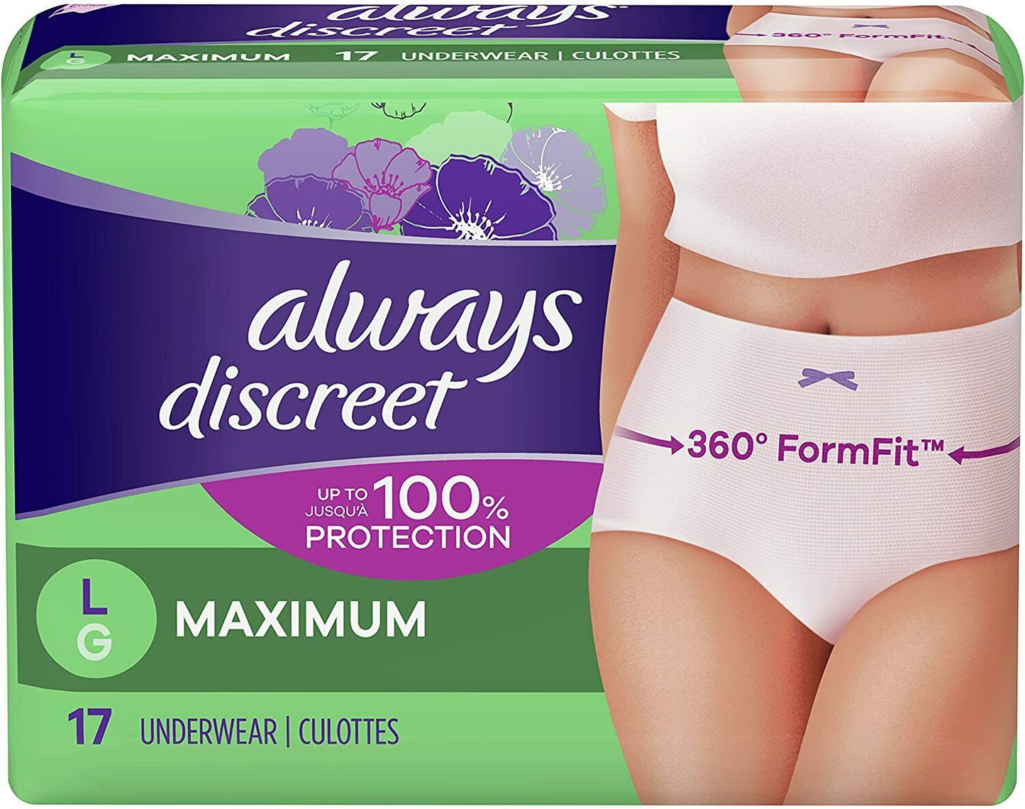 Always Discreet Incontinence Postpartum Underwear For Women S/M/L/XL