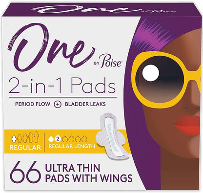 One by Poise Period & Bladder Leakage Incontinence Daily Liners Regular / Long