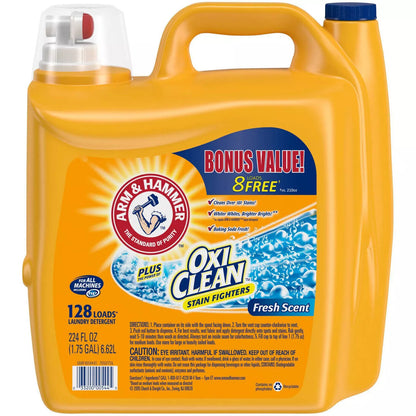 Arm & Hammer Plus Oxiclean HE Laundry Detergent Fresh Scent, 75 or 128 Lds