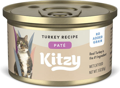 Kitzy Classic Pate Adult Wet Cat Food, No Added Grains, 3 oz, 24 Cans