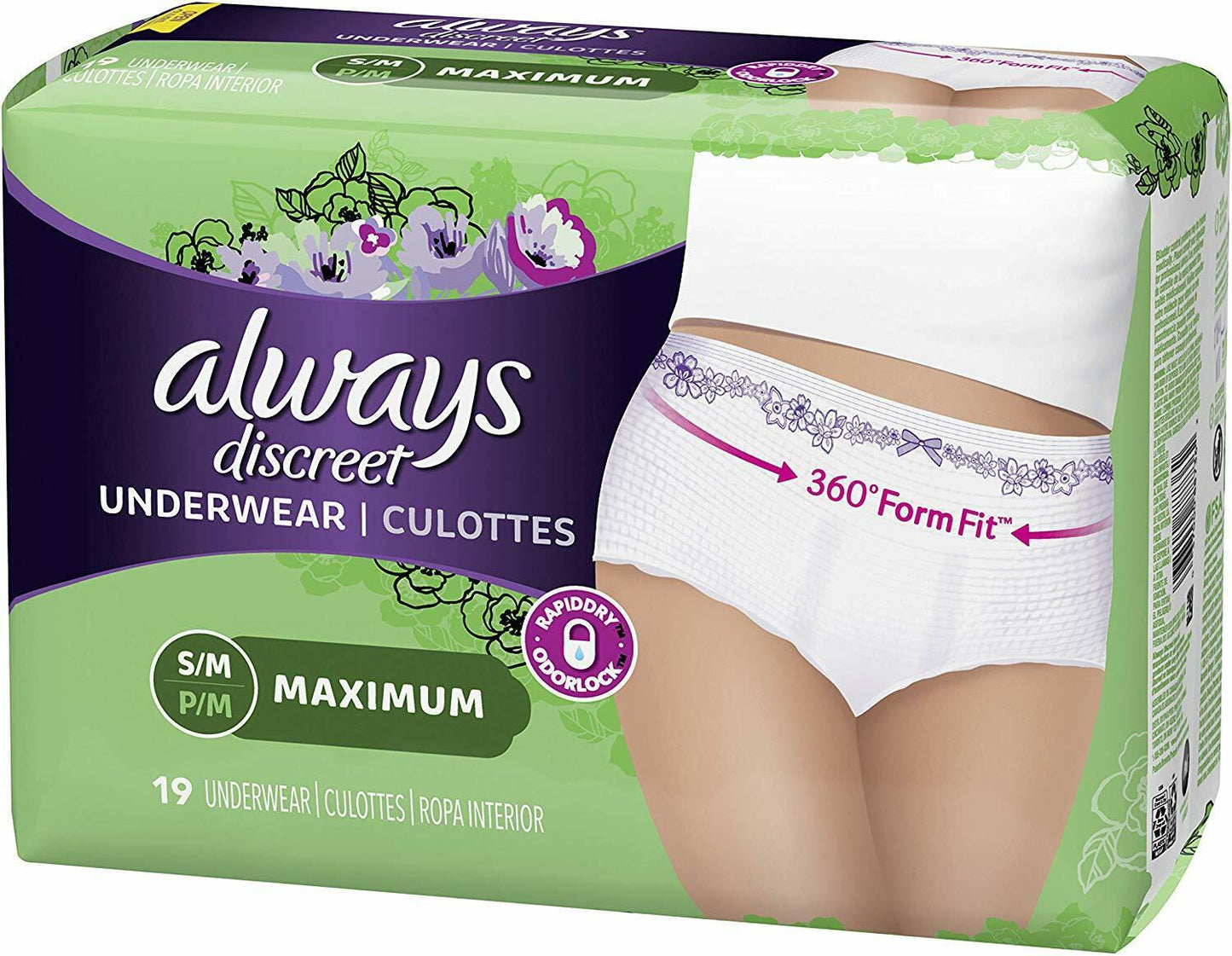 Always Discreet Incontinence Postpartum Underwear For Women S/M/L