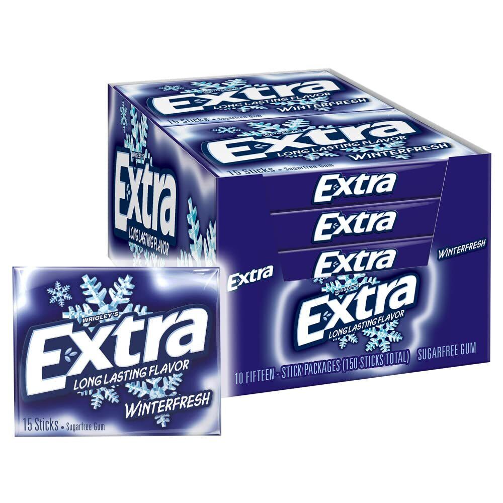 Extra Assorted Sugar-Free Chewing Gum, 10 Packages, 150 Sticks Total