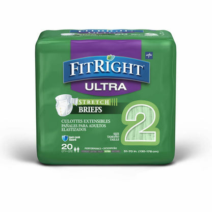 FitRight Ultra Stretch Adult Diapers Incontinence Briefs with Tabs 20 - 80 Ct