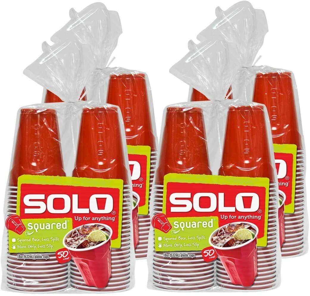 SOLO Squared Red Party Cup 18 oz - 200 Count - Classic red solo cups