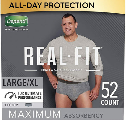 Depend Real Fit Maximum Absorbency Underwear for Men 14, 56 S/M & 12, 52 L/XL